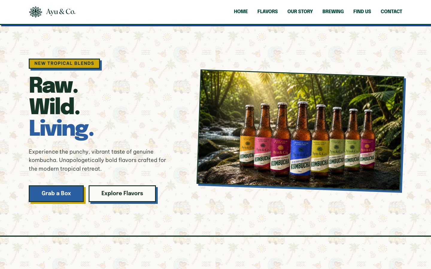 Ayu and Co kombucha website screenshot