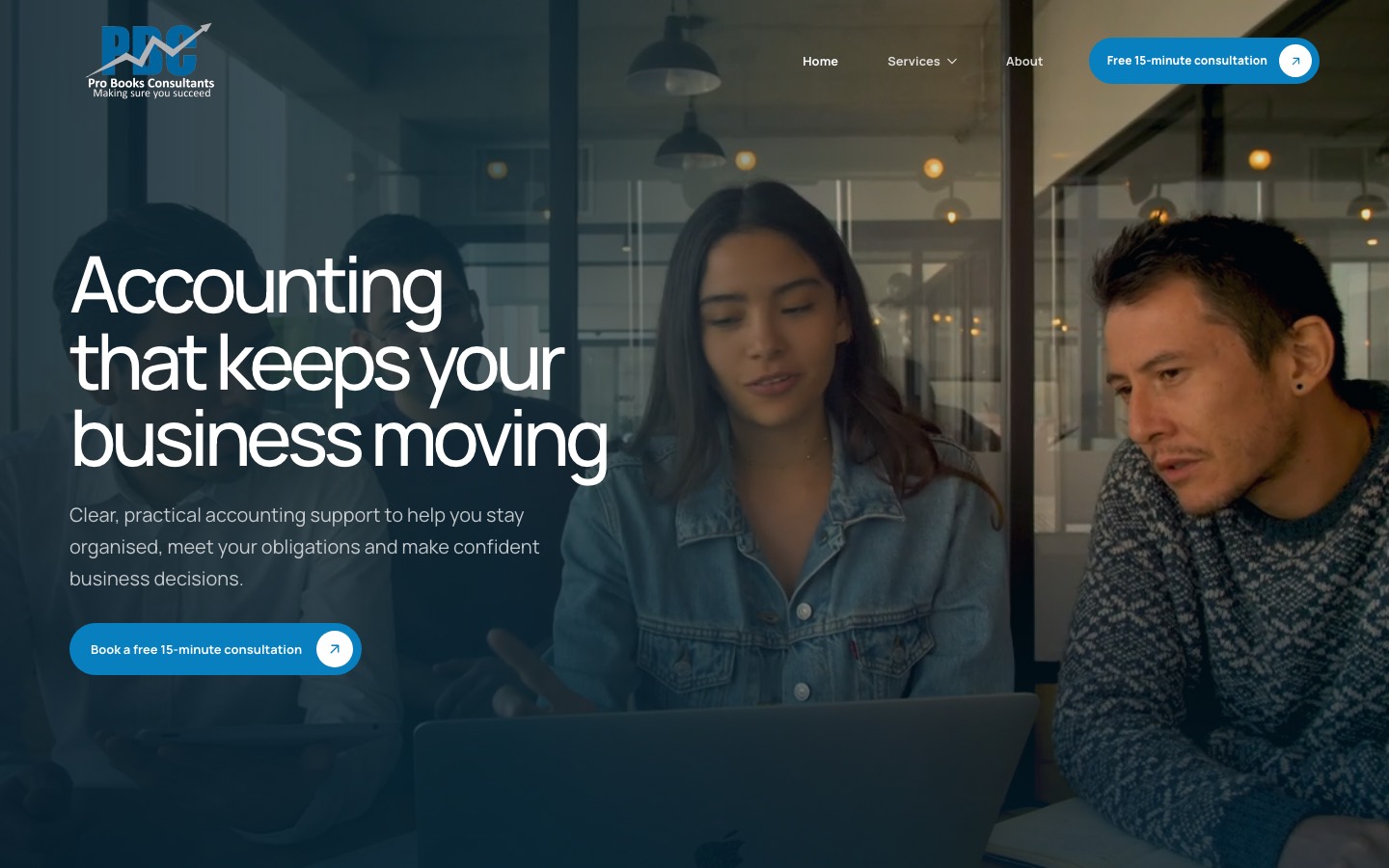 Pro Books Consultants accounting website screenshot