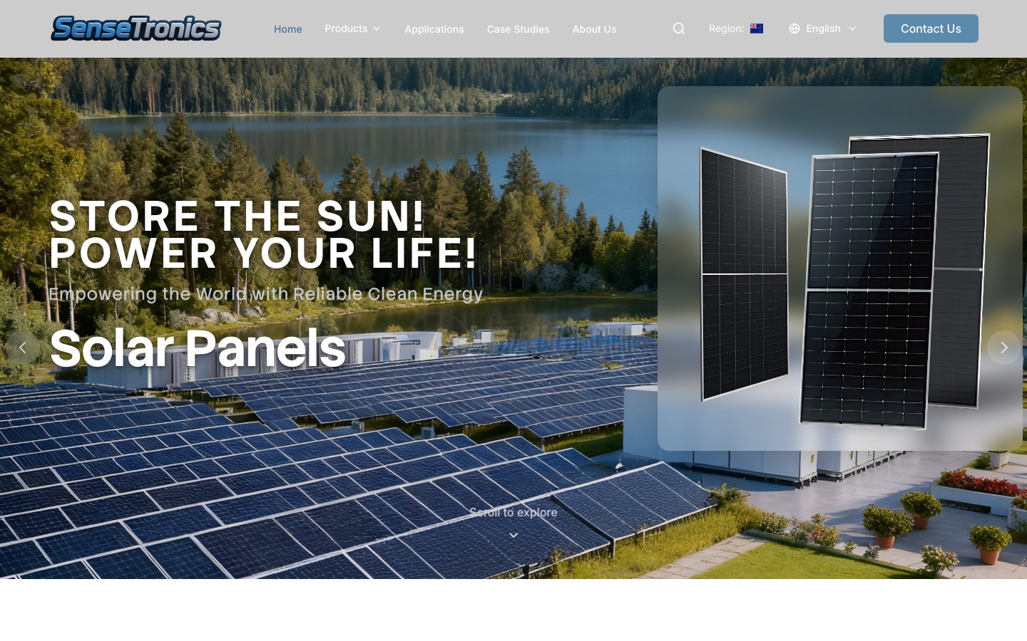 SenseTronics Solar website screenshot