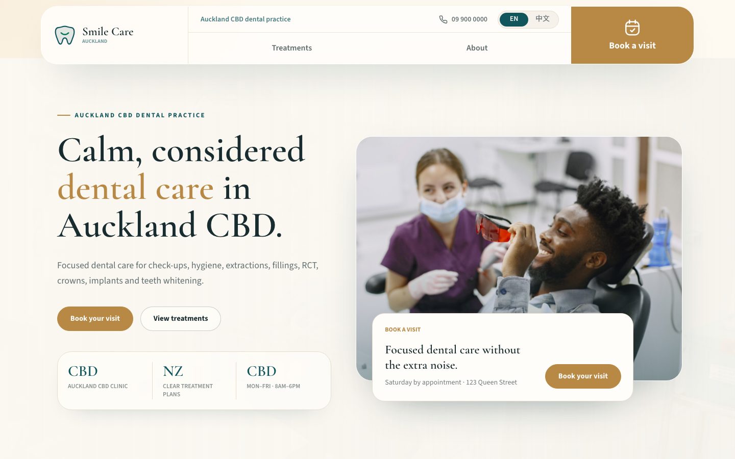 Smile Care Auckland dental clinic website screenshot